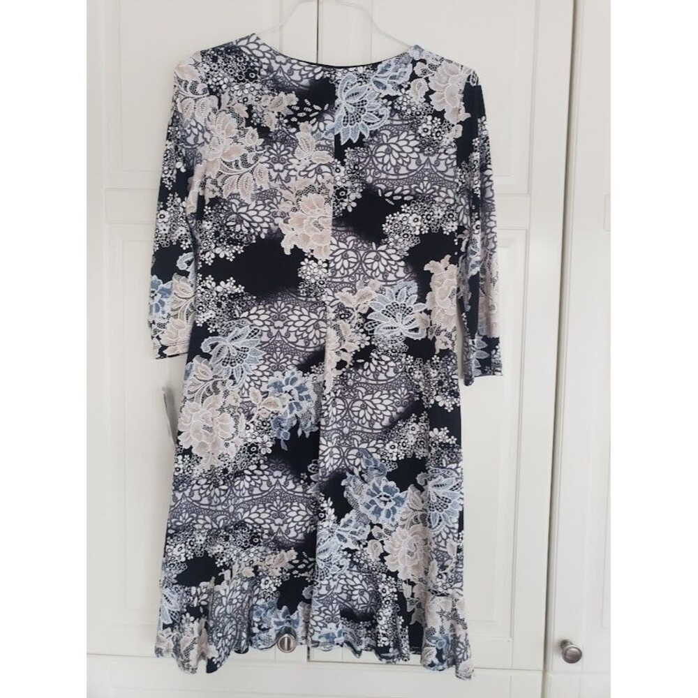 Sandra Darren 3/4 Sleeve ITY Puff Shift Dress Flounce Skirt - Womens size 10 NEW - Picture 2 of 6